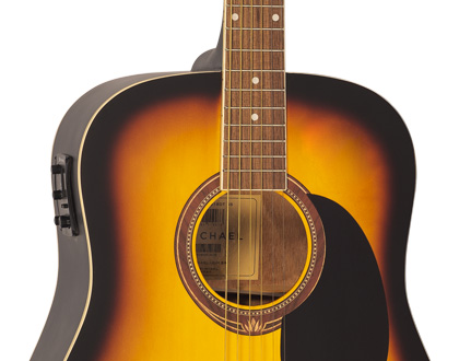 VIOLÃO ELÉTRICO MICHAEL VM918DT – CORDAS DE AÇO – SUNBURST SATIN (SS) 