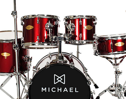 Bateria Michael Classic Pro DM841 WR com bumbo de 18” – Vinho 