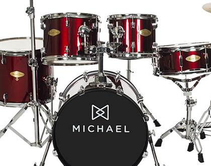 Bateria Acústica Michael Classic Pro DM842 com bumbo de 20” - Vinho